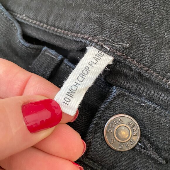 Rag & Bone 10 Inch Crop Flare Jeans Raw Hem Dune Wash Size 27 - Picture 7 of 8